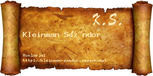 Kleinman Sándor névjegykártya